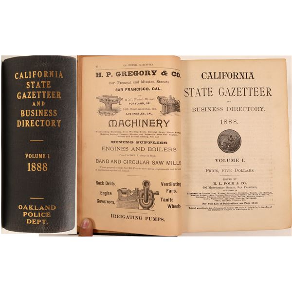 Polk's California State Gazetteer and Business Directory Volume 1, Oakland Police Department  1888  