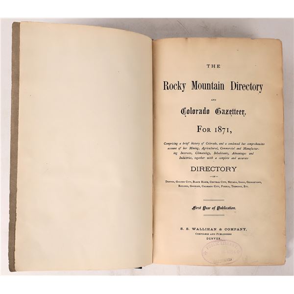 Colorado Gazetteer, 1871  1871  [173758]