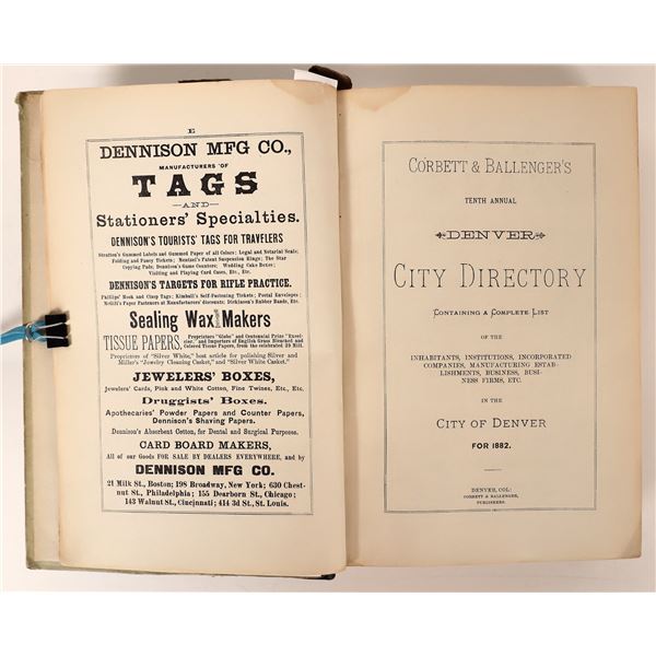 Denver City Directory 1882, original  1882  [169399]