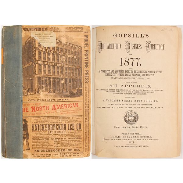 Gopsill’s Philadelphia Business Directory for 1877  1877  [82960]