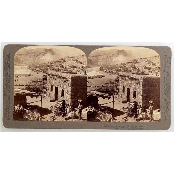 Stereoview Where Copper is King Clifton, AZ by Woodward & Woodward c.1903    [168252]