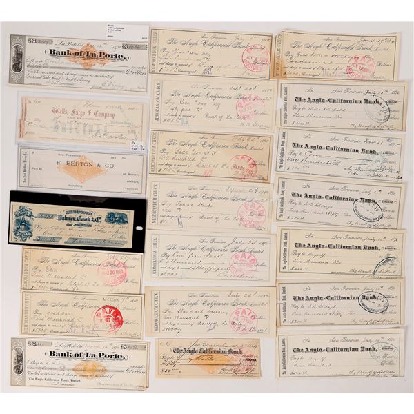 21x Californian Bank Checks, 1854-84    [173914]