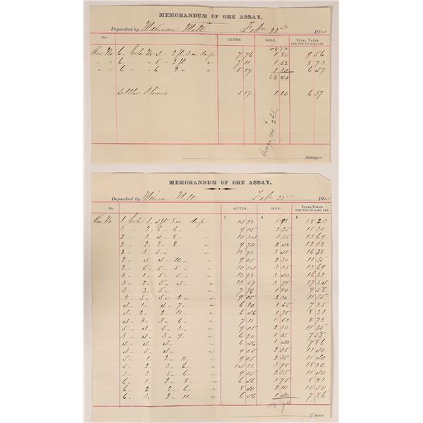 Memorandum of Ore Assays for the Mexican Mill, Union Mill & Mining Co.  1894  [164680]