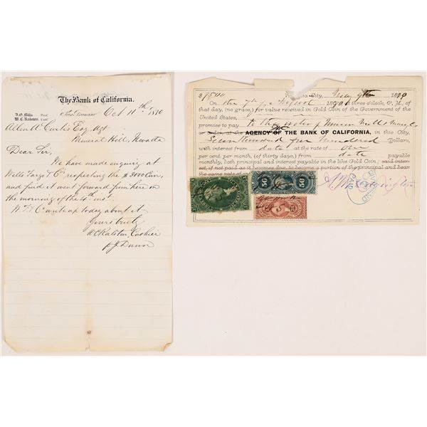 Union Mill & Mining Co. Promissory Note Signed by William Sharon PlU.S. Bonus  1870  [164498]