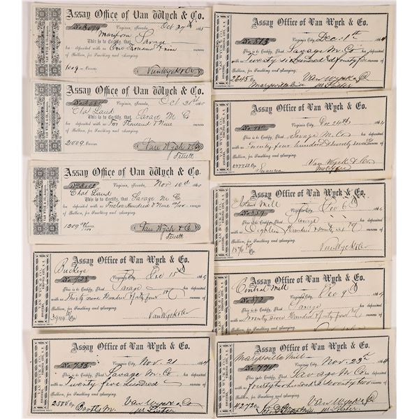 Van Wyck & Co. Assay Office Receipt Collection for NumeroU.S. Mills  1864-65  [166983]