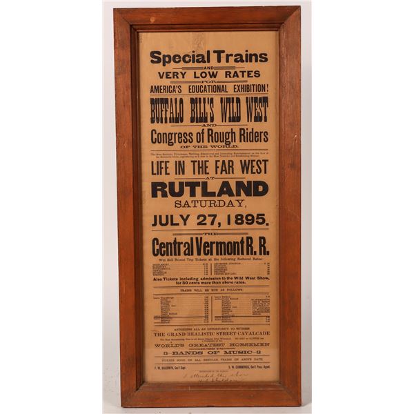 Buffalo Bill Special Trains Poster-Central Vermont RR   July 27, 1895  [172505]