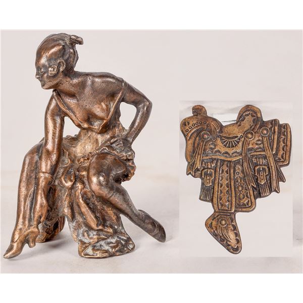 Saddlery Fob, Pin and Prostitute Brass Statue    [173767]