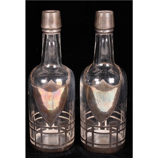 Matching Pair of Silver-Plated Bar Bottles    [173909]