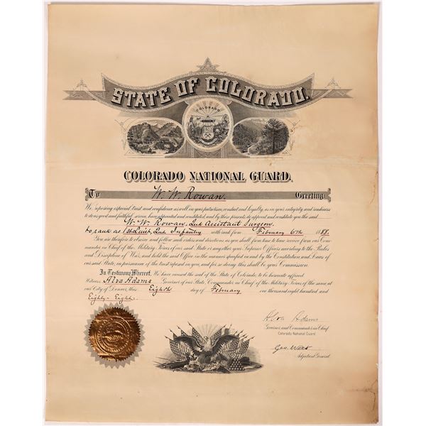 Colorado National Guard Appointment Certificate, 1888    [164362]