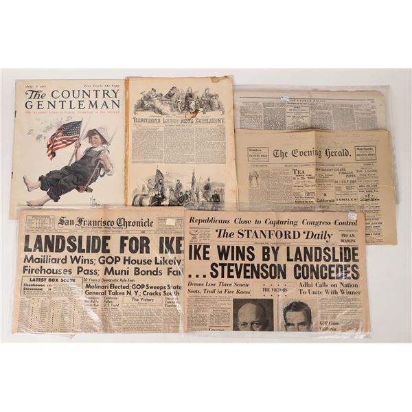 Ike Victory & Other Newspaper Pages (6)  1800s-1900s  [172040]