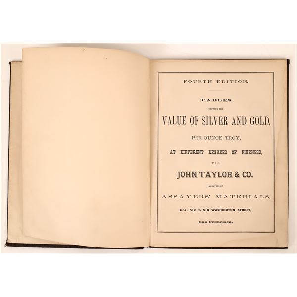 Assayer Book From 1878 for J. Taylor & Company  1878  [170327]