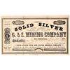 Image 1 : Rare Solid Silver G&S Mining Company, 1878, Stock  1878  [173879]