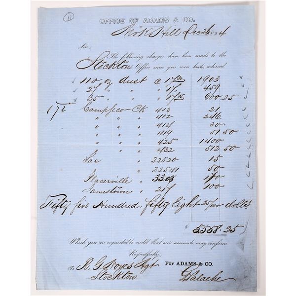 SSCA: Office of Adams & Co. Gold Dust Receipt, 1854 [173248]