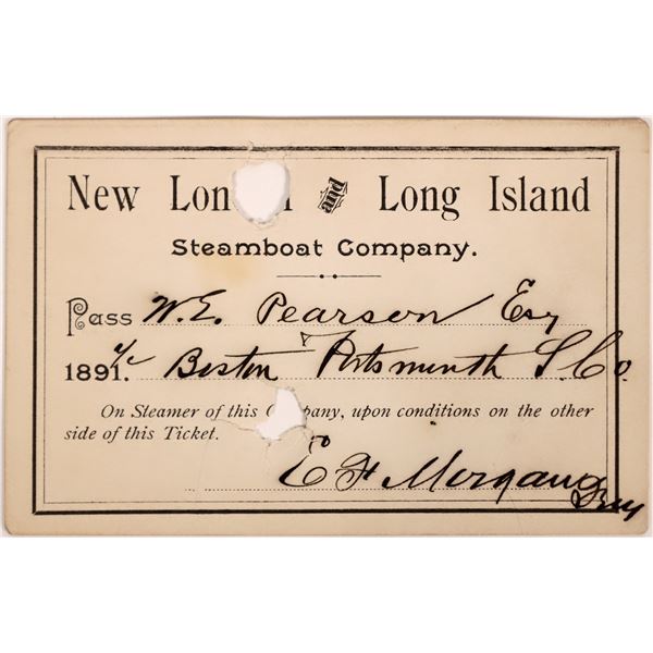 New London & Long Island Steamboat Company Pass  1891  [134689]