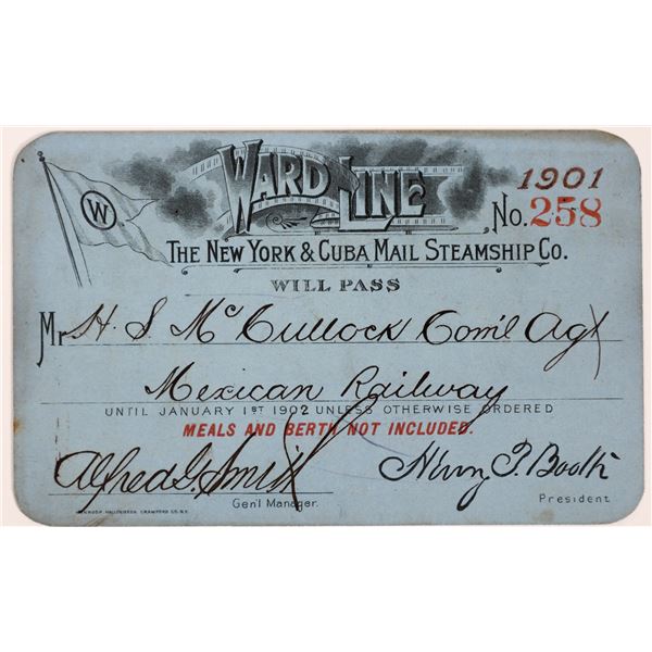 New York & Cuba Mail Steamship Company Pass  1901  [134699]