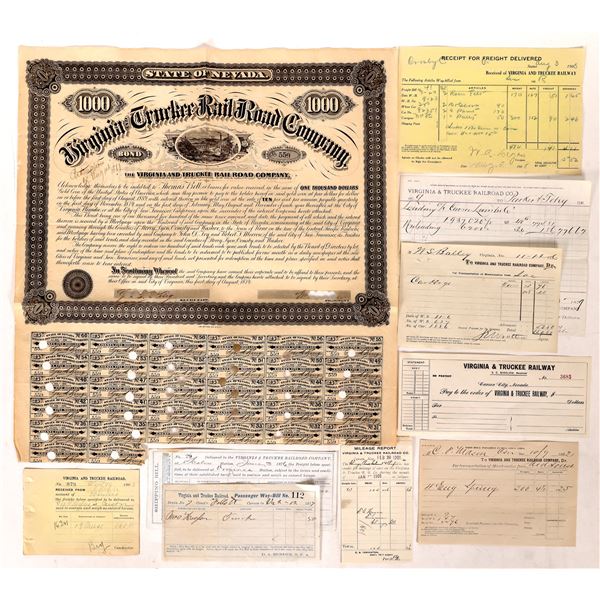 Virginia & Truckee RR Ephemera (10)  1800s  [171511]