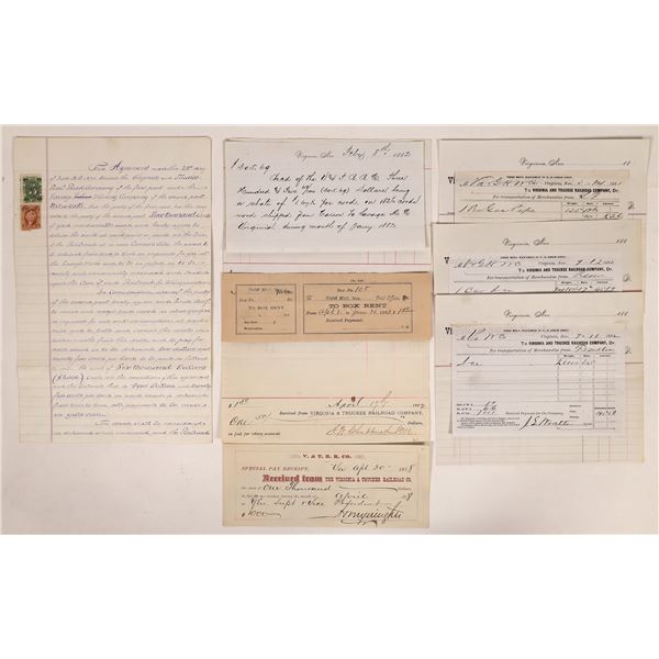 Railroad Ephemera: Virginia & Truckee Docs w/Sharon & Yerington Autographs  1870-1822  [164341]