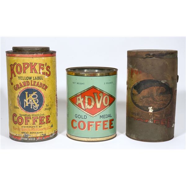 Advo, Polar Bear & Kopkes Coffee Tins (3)  1900s  [172494]