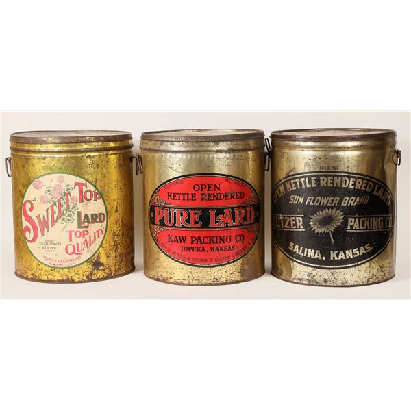 Vintage Lard Tins 50 Pounds (3)  1900s  [172225]