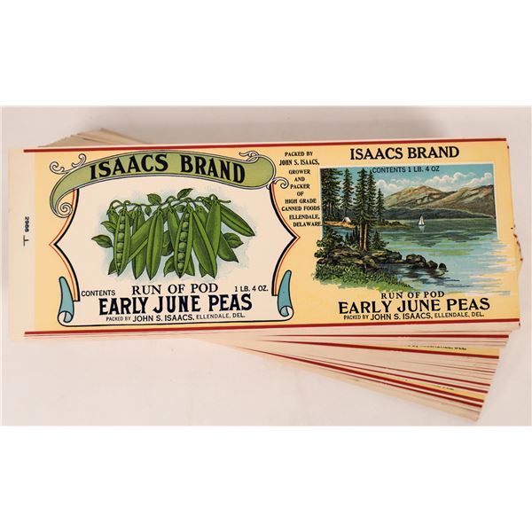 Isaac's Farm Early June Peas Can Labels ~700  WWII  [166464]