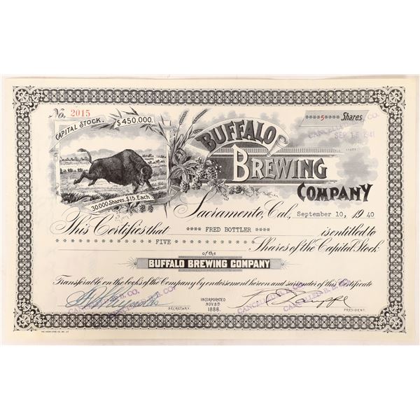 Buffalo Brewing Stock, 1940, Rare    [171543]