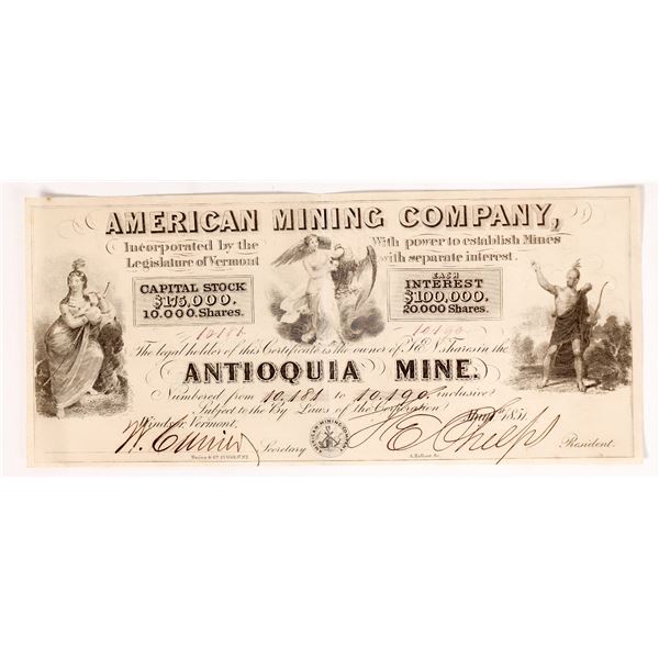 American Mining Company stock, 1851, Antioquia    [173443]