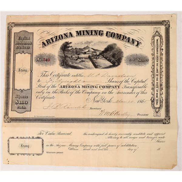 Arizona Mining Company Stock, Very Rare!    [173755]