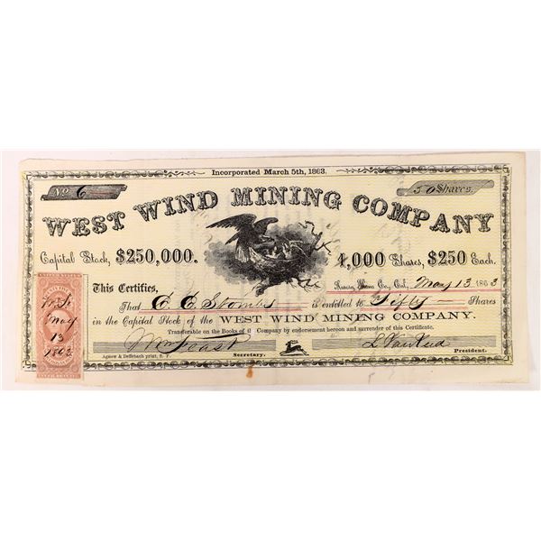 West Wind Mining Co., 1863, Stock    [173451]