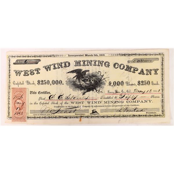 West Wind Mining Co., 1863, Stock    [173451]