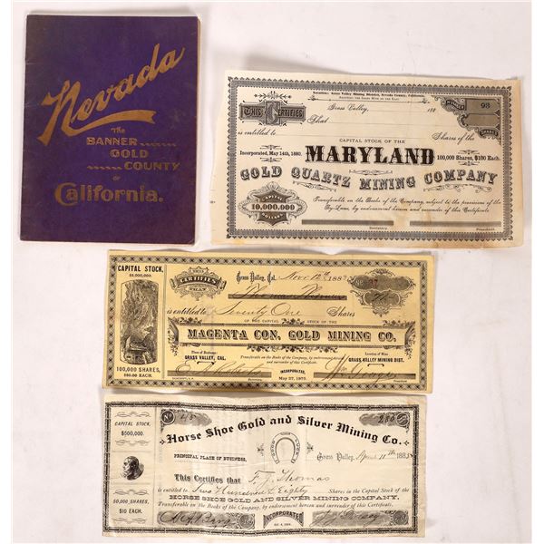 Grass Valley California Mining Certs (3 +)  1880s  [171523]