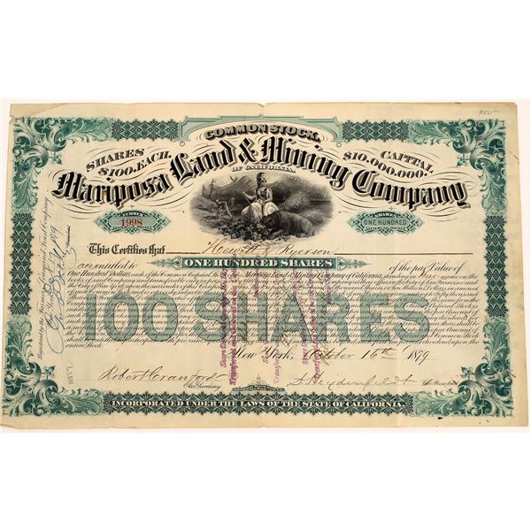 Mariposa Land & Mining Company Stock  1879  [123670]