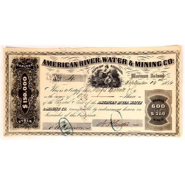 American River Water & MC, Mormon Island, 1854, rare    [173184]