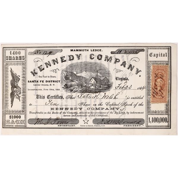 Kennedy Company Stock, Reese River, Santa Fe Mining District  1864  [173836]