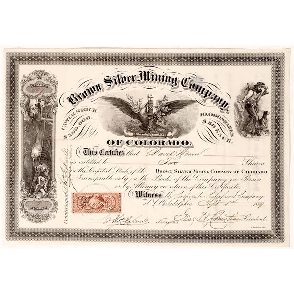 Brown Silver Mining Company Stock Cert, 1869  1869  [170596]