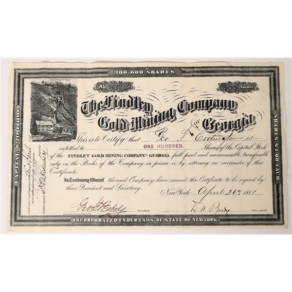 Findley Gold Mining Co of Georgia, 1881, Stock  1881  [173880]