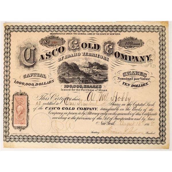 Casco Gold of Idaho Territory Company Stock, 1868    [169075]