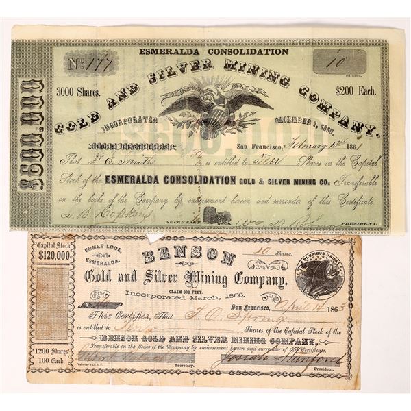 Early Aurora Mining Stock Certs, 1861/63  1861/63  [173776]