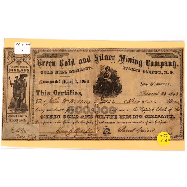 Green Gold and Silver Mining Company, NV Territorial  1863  [163623]