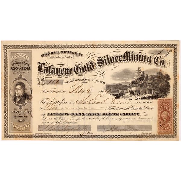 Lafayette Gold and Silver Mining Company Stock, UT Territorial  1860  [163584]