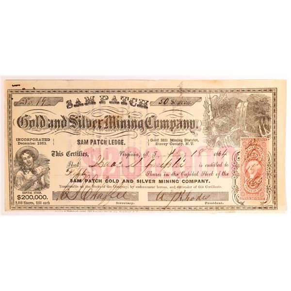 Sam Patch Gold and Silver Mining Company Stock  1864  [162399]