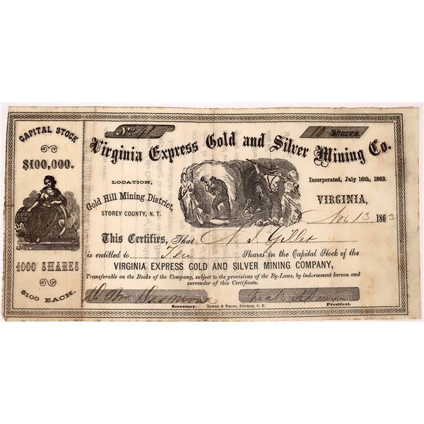 Virginia Express Gold & Silver Mining Company, NV Territorial  1863  [163662]