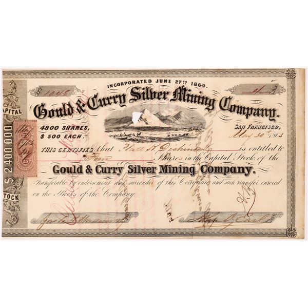 Gould & Curry Silver Mining Company Stock, NV Territorial  1863  [163634]