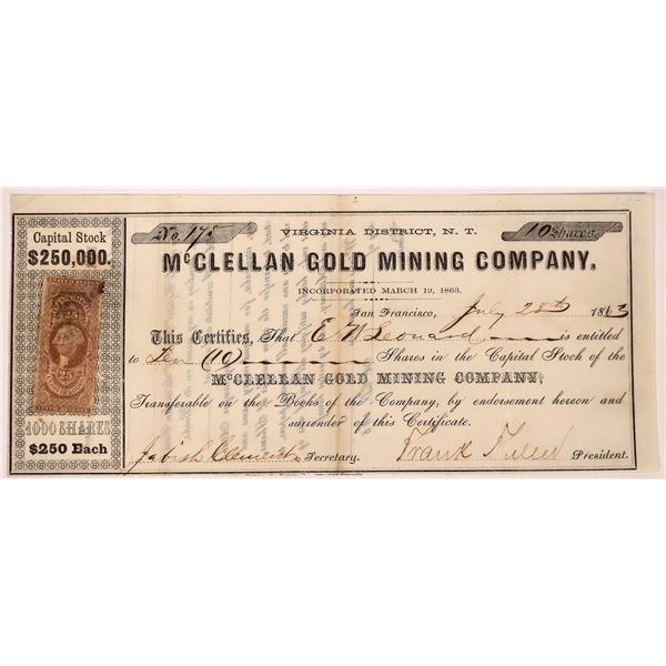 McClellan Gold Mine, NV Territorial  1863  [163640]