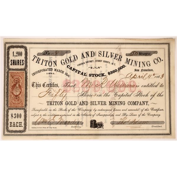 Triton Gold and Silver Mining Company, NV Territorial  1863  [163641]