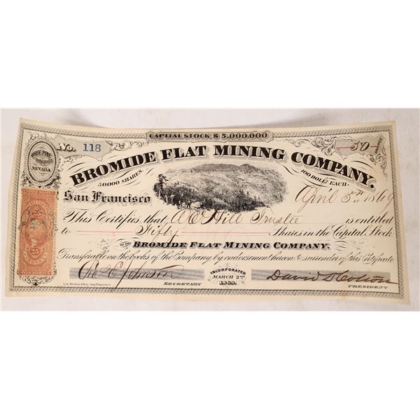 Bromide Flat Mining Company Stock Certificate  1869  [175816]