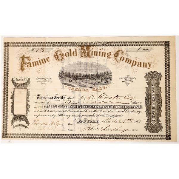 Famine Gold Mining Company Stock, 1865    [169077]