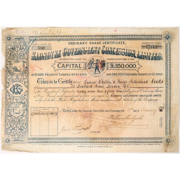 Klondyke Government Concession, Limited Stock    [172572]