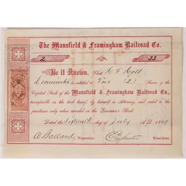 Mansfield & Framingham Railroad Stock    [175587]