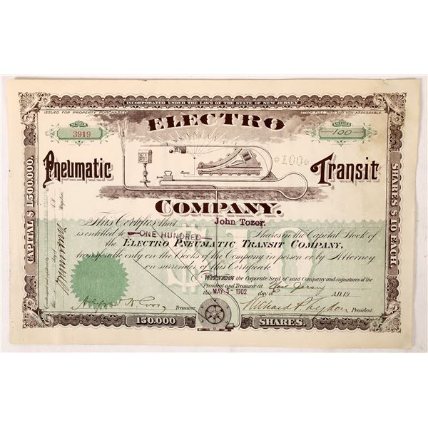 Electro Pneumatic Transit Company Stock Certificate    [165477]