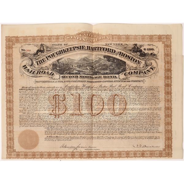 Poughkeepsie, Hartford and Boston Railroad Bond  1875  [130696]